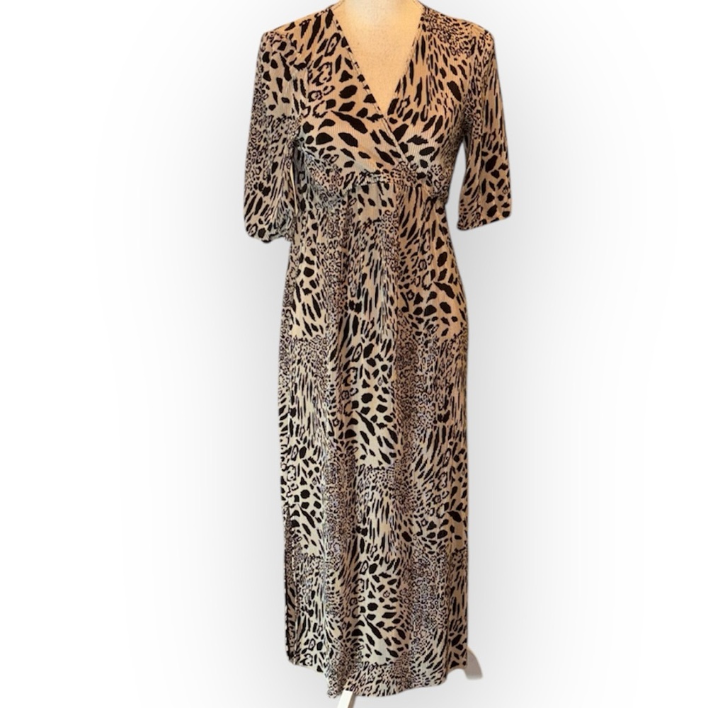 Asos animal print leopard print ribbed midi dress